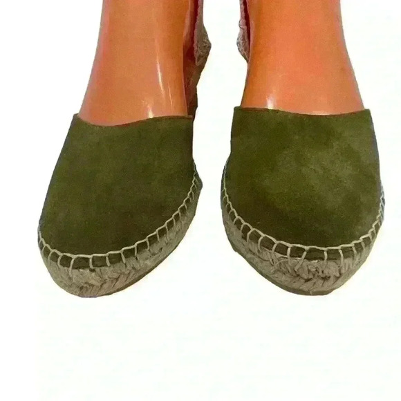 Espadrij l'originale Women Suede Green Jute Heels Ankle Strap Platform Sz 40/ 10 - Picture 2 of 16